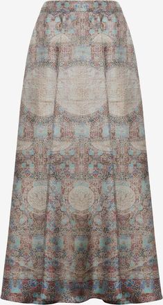 Pierre-Louis Mascia Langer Rock aus Seide mit Fantasiedruck Aloe