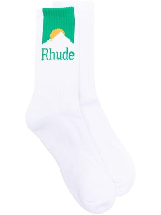 Rhude Mountain logo intarsia sokken - Wit