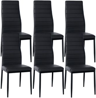 Clp Clp - Set De 6 Sillas De Comedor Mayfair Negro Simil Cuero