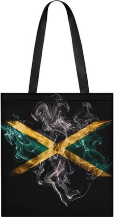 Generic Jamaican Flag Rasta Smoke Print Tote Bag for Women Men Shoulder Bags Purses Pouch Handbags