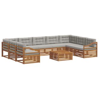 vidaXL Set Di Divani Da Esterno 10 Pz Grigio Naturale E Chiaro Vidaxl