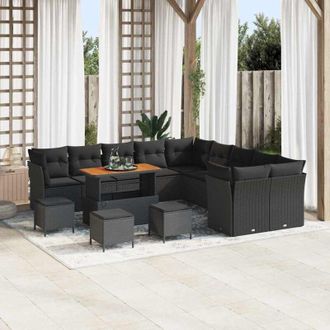 vidaXL Vidaxl - Conjunto De Sof&aacute; De Jard&iacute;n 14 Pcs Negro 110 X 55 X 71 Cm
