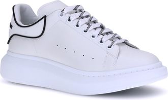 Alexander McQueen Mens Leather Sneakers White-White-Black White/white/black