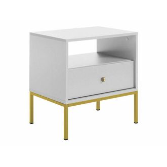 Mirjan24 Mobilier1 - Mesilla de noche Romveri 106, Blanco, Número de cajones: 0, Número de puertas: 0, 56x54x39cm, Aglomerado laminado