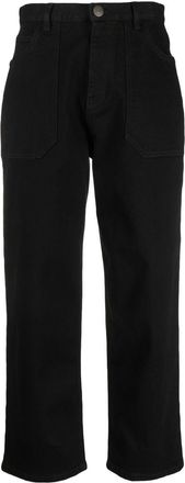 Woolrich logo-patch straight-leg jeans - women - Cotton/Spandex/Elastane - 26 - Black