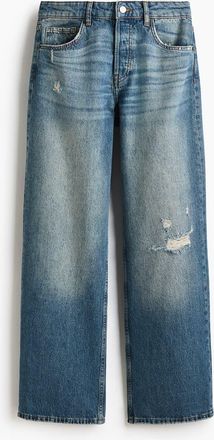 H&M Wide Leg Regular Waist Jeans in Denim Blue at Nordstrom, Size 14