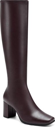 Aerosoles Womens Aerosoles Micah Brown Smooth Faux Leather Knee High Boots HAWK1245