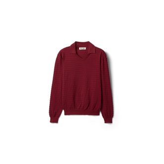 Miu Miu V-neck Cotton Sweater, Woman, Amaranth Red, Size 36
