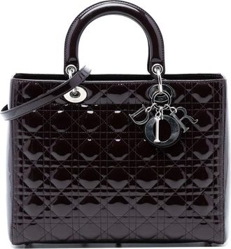 Dior 2010 Large Patent Cannage Lady Dior satchel - Purple