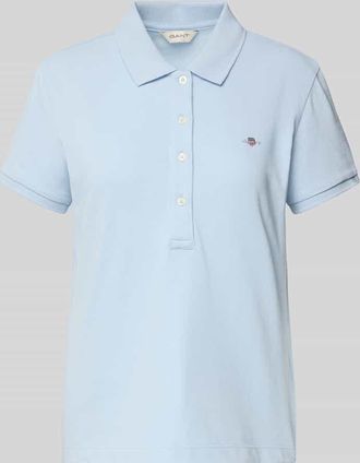 GANT Poloshirt mit Label-Stitching in Hellblau, Größe S