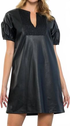 THML Clothing Short Sleeve Leather Dress In Black