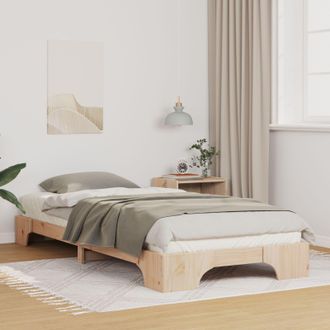 Berkfield Home Floor Bed Frame with Storage Brown 80 x 220 cm Solid pine wood