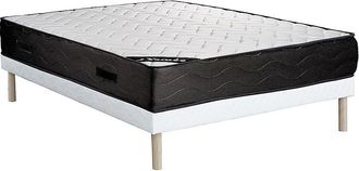 Vente-Unique Conjunto somier tapizado y colch&oacute;n de muelles ensacados 7 zonas y espuma viscoel&aacute;stica - MERISI de YSM&Eacute;E