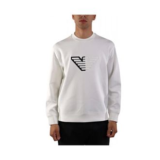 Emporio Armani Hoodies & sweatvesten, Heren, Wit, M, Katoen, Big Eagle Logo Sweatshirt