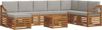 vidaXL Conjunto De Sof&aacute;s De Exterior 9 Uds. Gris Natural Y Claro Vidaxl