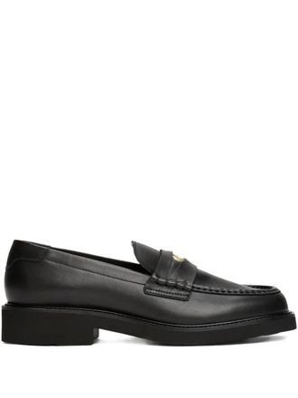 Tommy Hilfiger logo-plaque loafers - women - Calf Leather/Cotton/Polyurethane/Polyethylene vinyl acetate (PEVA)/Paper - 37 - Black