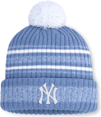 Nike New York Yankees Peak Nike Mens MLB Cuffed Pom Beanie in Blue | NB160GSPNK-VXG