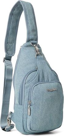 Baggallini Central Park Sling Backpack Womens Bags Light Indigo Denim, Nylon