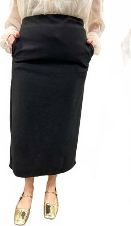 Hem & Thread Ribbed Brushed Midi Skirt In Black