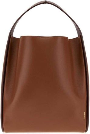 Jil Sander Caramel Leather Pivot Bucket Bag Grape Borse A Secchiello