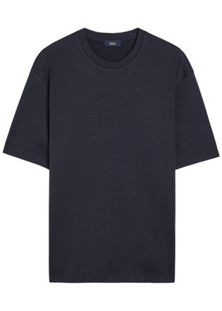 Herno Fine Cotton-knit T-shirt - Navy - 52 (UK42 / XL)