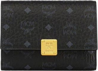 MCM Aren Trifold Wallet in Visetos in Black at Nordstrom