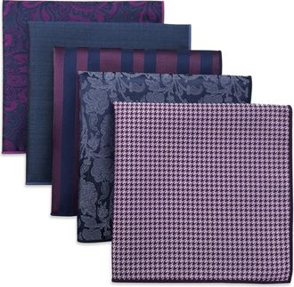 Shlax & Wing 5 Pack Mens Pocket Squares Set 12.6 Formal Handkerchiefs for Suits Weddings Tuxedos Assorted Colors Patterns No.20