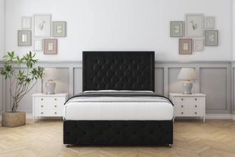 Comfort Beds Winchester Plush Divan Base No Drawers - 54 Headboard-Footboard in Black | Size: King