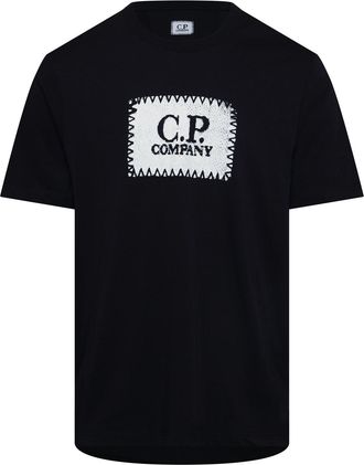 C.P. Company Mens 30/1 Jersey Logo Label T-Shirt in Navy Cotton - Size X-Large