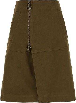 Burberry Cotton Midi Rok - Dames - Midirokken - Groen - S - Katoen - Rokken