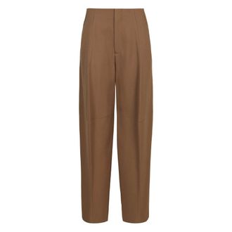Victoria Beckham Straight Trousers, female, Beige, XS, Wool Trousers