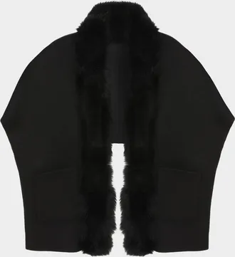 Gorski Reversible Cashmere & Wool Shawl with Merinillo Shearling Trim