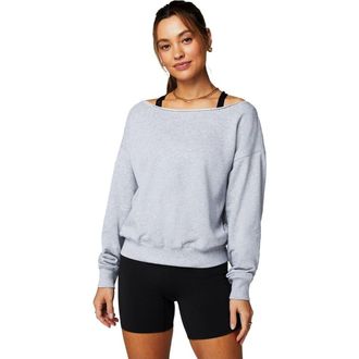 Fabletics Womens Year Round Terry Off Shoulder Sweatshirt in Classic Grey Heather at Nordstrom, Size Xx-Large