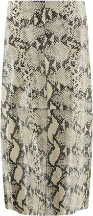 Alysi Rokken, Dames, Beige, XS, Leer, Midirok met hoge taille