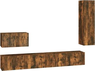 Berkfield Home 4 Piece TV Cabinet Set Smoked Oak Engineered Wood in Brown