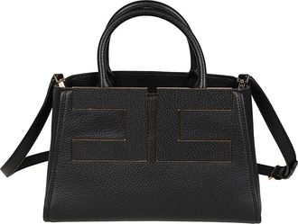 Elisabetta Franchi Tote Bag Met Logo - Dames - Handtassen - Zwart - ONE Size - Leer - Tassen