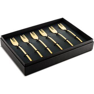 Mepra Due Cake Forks Gift Box Set - 6 Pieces in Ice Gold at Nordstrom