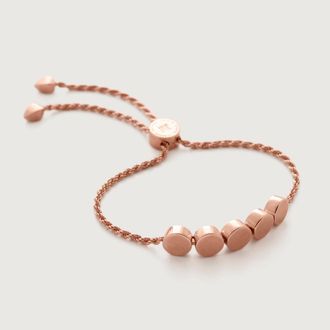 Monica Vinader Rose Gold Linear Bead Friendship Chain Bracelet