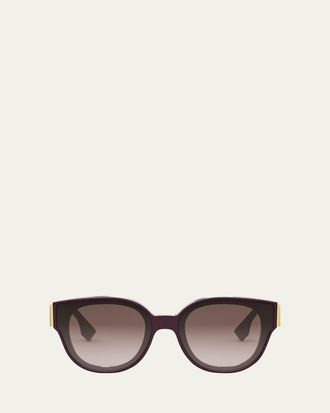 Fendi F-Monogram Acetate Round Sunglasses