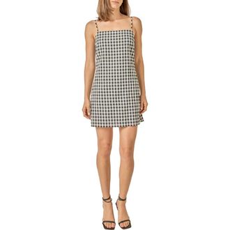 English Factory Check Sleeveless Sheath Minidress in Black/White Plaid at Nordstrom, Size X-Small