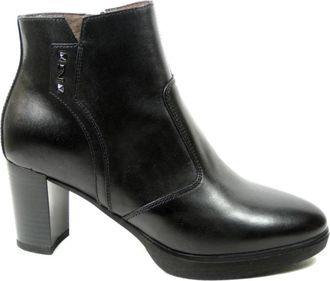 Nero Giardini 411200D Enkellaarsjes - Dames - Laarzen met Hak - Zwart - 39 EU - Leer - Schoenen
