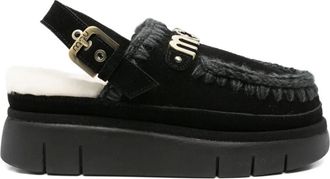 Mou Bounce slingback muiltjes met plateauzool - Zwart