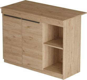 Hanah Home Mesa De Cocina De Madera siven - 120 X 60 X 88 Cm - Marr&oacute;n