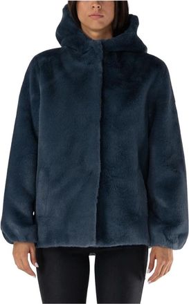 Betta Corradi Jassen, Dames, Blauw, L, Polyester, Faux Fur Shearling Jassen ORS Stijl