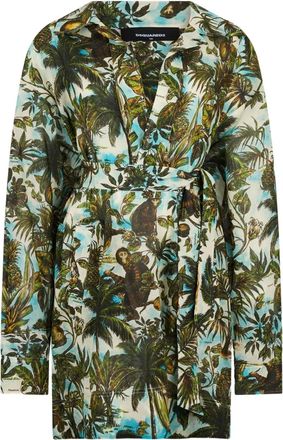 Dsquared2 Monkey Business grafische jurk - Groen