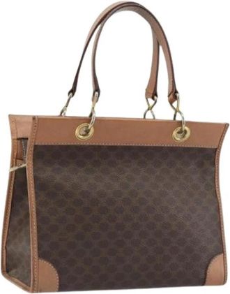 Celine Pre-owned Vintage Macadam Canvas Hand Bag - Dames - Vintage Shopper - Bruin - ONE Size - Leer - Vintage