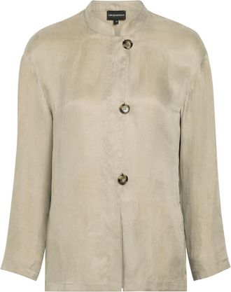 Emporio Armani Stand-collar Lyocell Shirt - Grey - 48 (UK16 / XL)