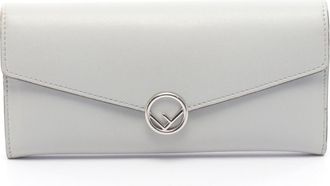 Fendi Gray Leather Long Wallet (Bi-Fold) (Pre-Owned)