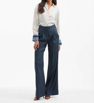 Veronica Beard Rimini Pinstripe Pant In Blue/dove