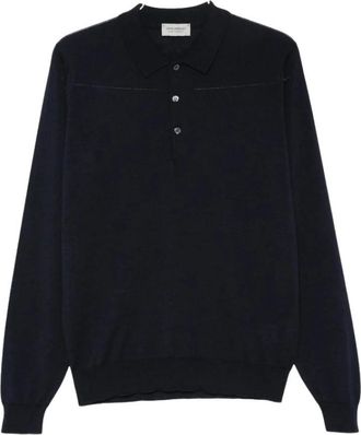 John Smedley Belper Poloshirt - Heren - Polos - Blauw - M - Wol - Tops